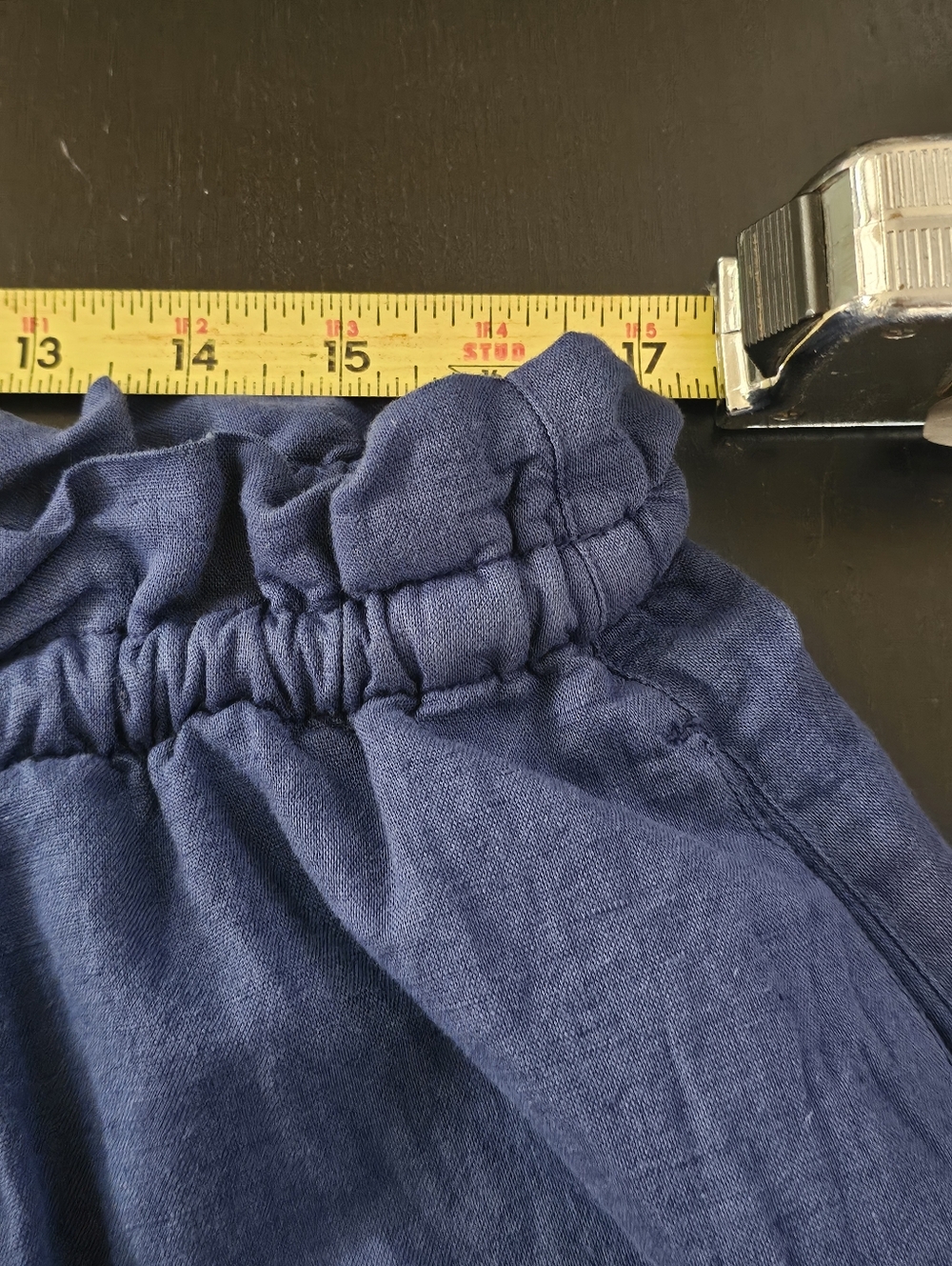 ZARA Navy Capri Pants Linen Cotton Blend Size L Oversized Drawstring Waist NWT - Picture 9 of 13